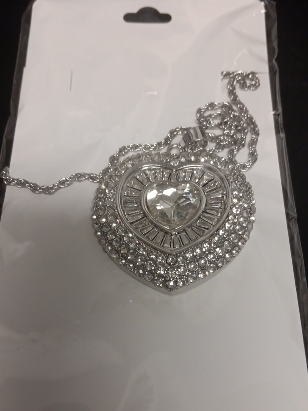 Silver Heart Crystal Pendant Necklace - Brand